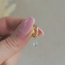 Gold Aquamarine Teardrop Crystal Charm