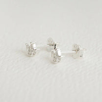Sparkly Marquise Fan Silver Studs