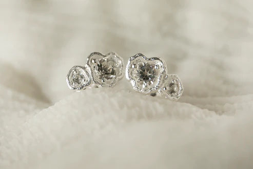 White Topaz Silver Climber Stud Earrings