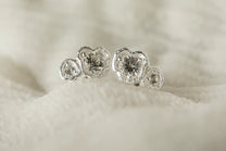 White Topaz Silver Climber Stud Earrings