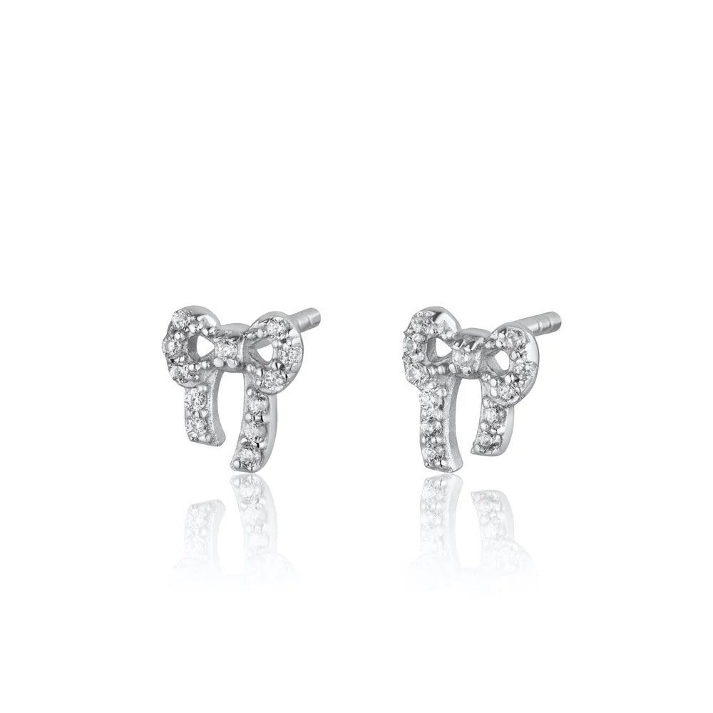 Bow Stud Earrings - Silver