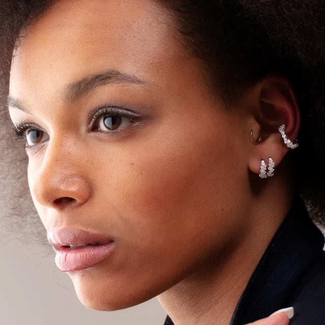 Silver Stardust Huggie Earrings