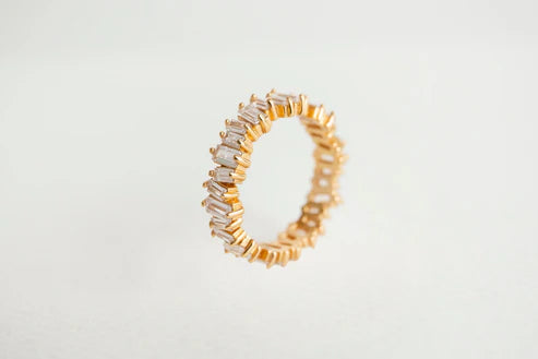 Sparkly Clear Gold Baguette Eternity Ring