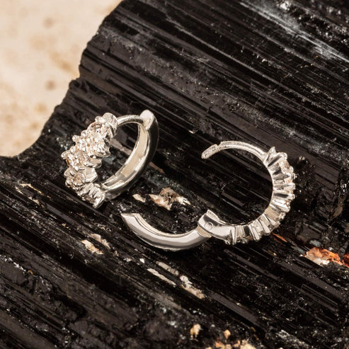 Sparkly Silver Galaxy Huggie Hoops