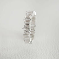 Sparkly Clear Silver Baguette Eternity Ring