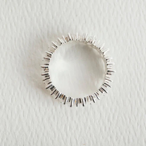 Sparkly Clear Silver Baguette Eternity Ring