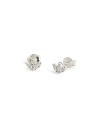 Sparkly Marquise Fan Silver Studs