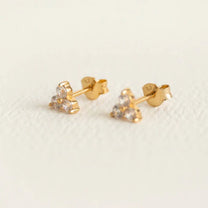 Triple Sparkly Gold Mini Stud Earrings