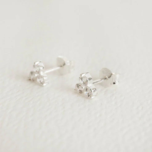 Triple Sparkly Silver Mini Stud Earrings