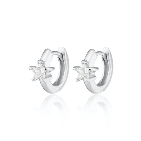 Sparkling Single Star Huggie Earrings