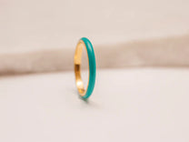 Teal Enamel Gold Ring