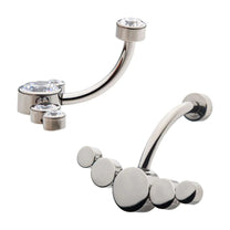 Titanium Internally Threaded 5pcs Bezel Set Crystal/Synthetic Opal Cluster Fixed Navel