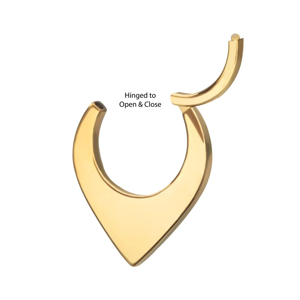 24Kt Gold Teardrop Flat Hoop Front Facing Hinged Segment Clicker 8mm