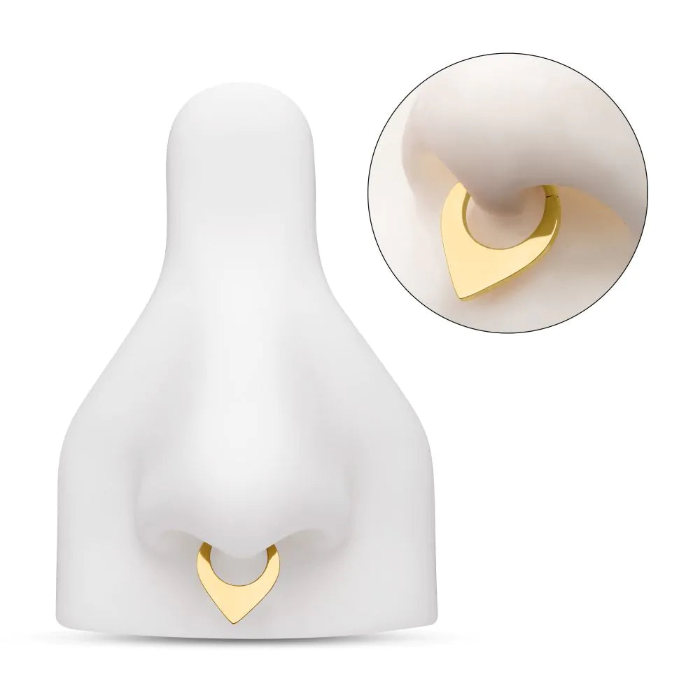 24Kt Gold Teardrop Flat Hoop Front Facing Hinged Segment Clicker 8mm