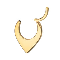 24Kt Gold PVD Titanium Teardrop Flat Hoop Front Facing Hinged Segment Clicker
