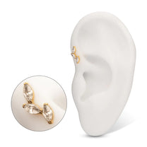 24Kt Gold PVD Titanium Threadless Vine Shape Top 3-Tier Full Clear Crystal Gem Marquise