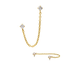 24Kt Gold PVD Titanium Threadless Double Gem Rolo Chain