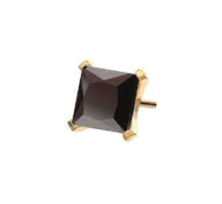 2mm Square 24kt Gold PVD Titanium Threadless Top