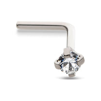 Titanium Crystal L-Shape Nose Pin