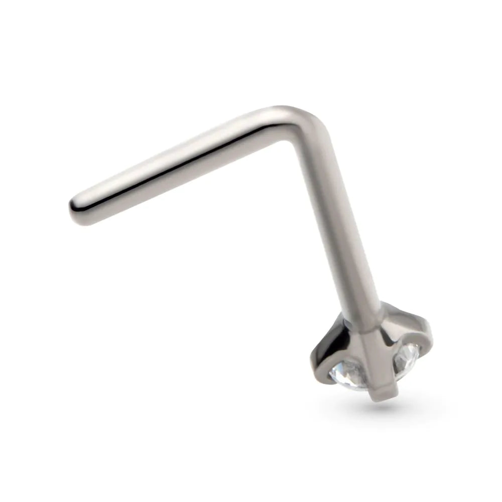 Titanium Crystal L-Shape Nose Pin