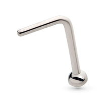 24KT Gold PVD Titanium Bezel Set Swarovski Crystal L-Shape Nose Pin