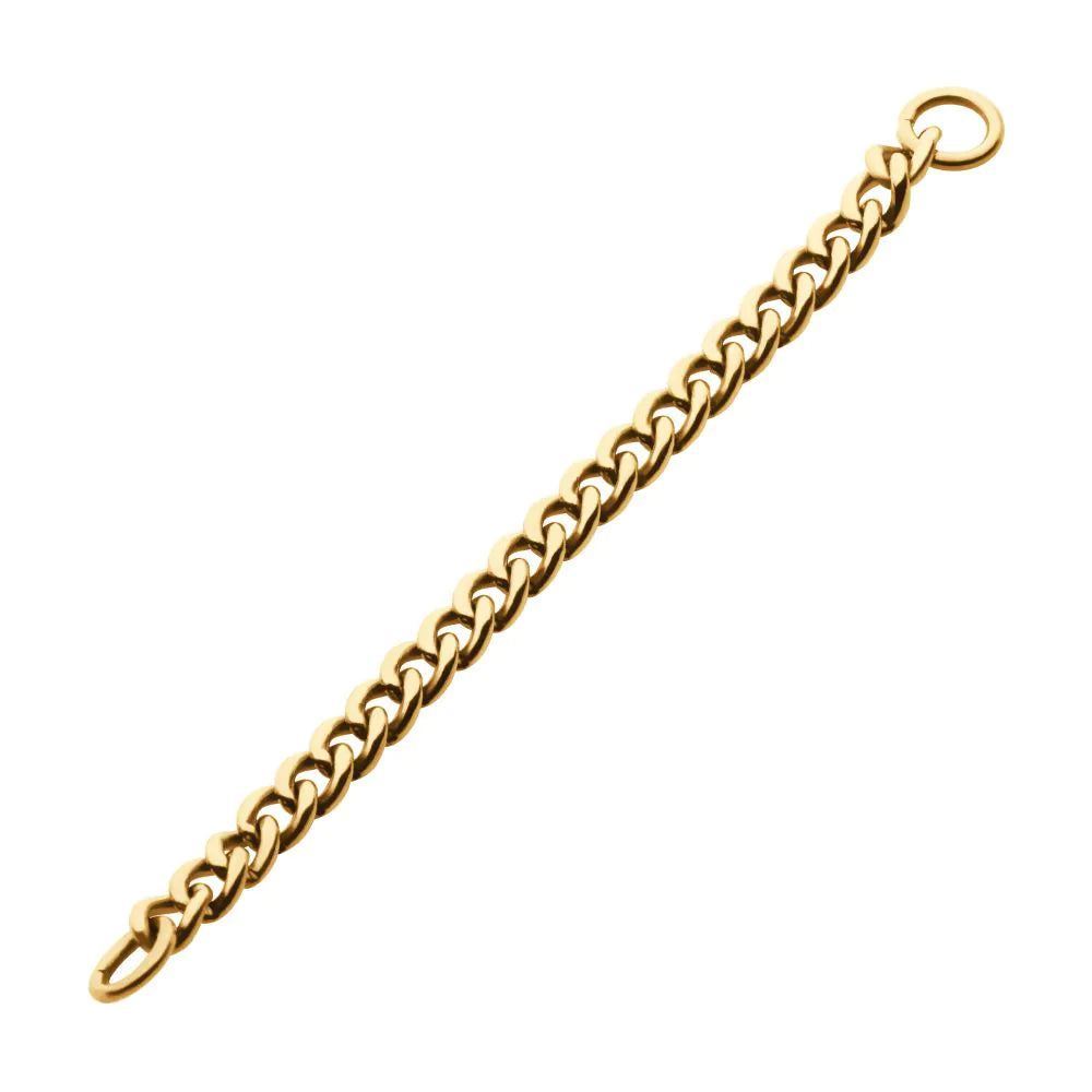 24Kt Gold PVD Titanium 2.1mm Curb Chain 2 Rings