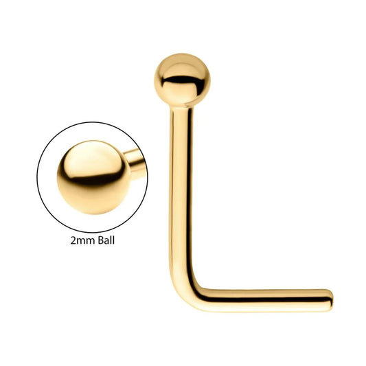 24K Gold plated L shape nose stud