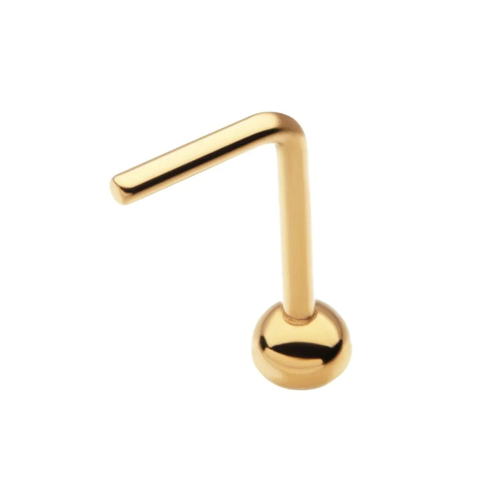 24K Gold plated L shape nose stud bezel crystal