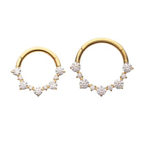 24Kt Gold PVD Titanium 1mm and 2mm Cluster Gem Front Facing Hinged Segment Clicker