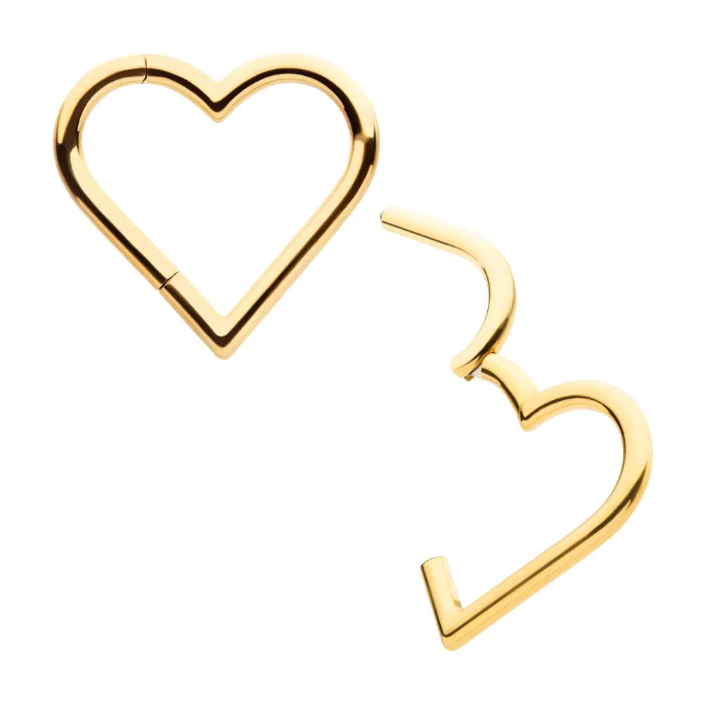 24Kt Gold PVD Titanium Heart Shape Hinged Segment Clicker