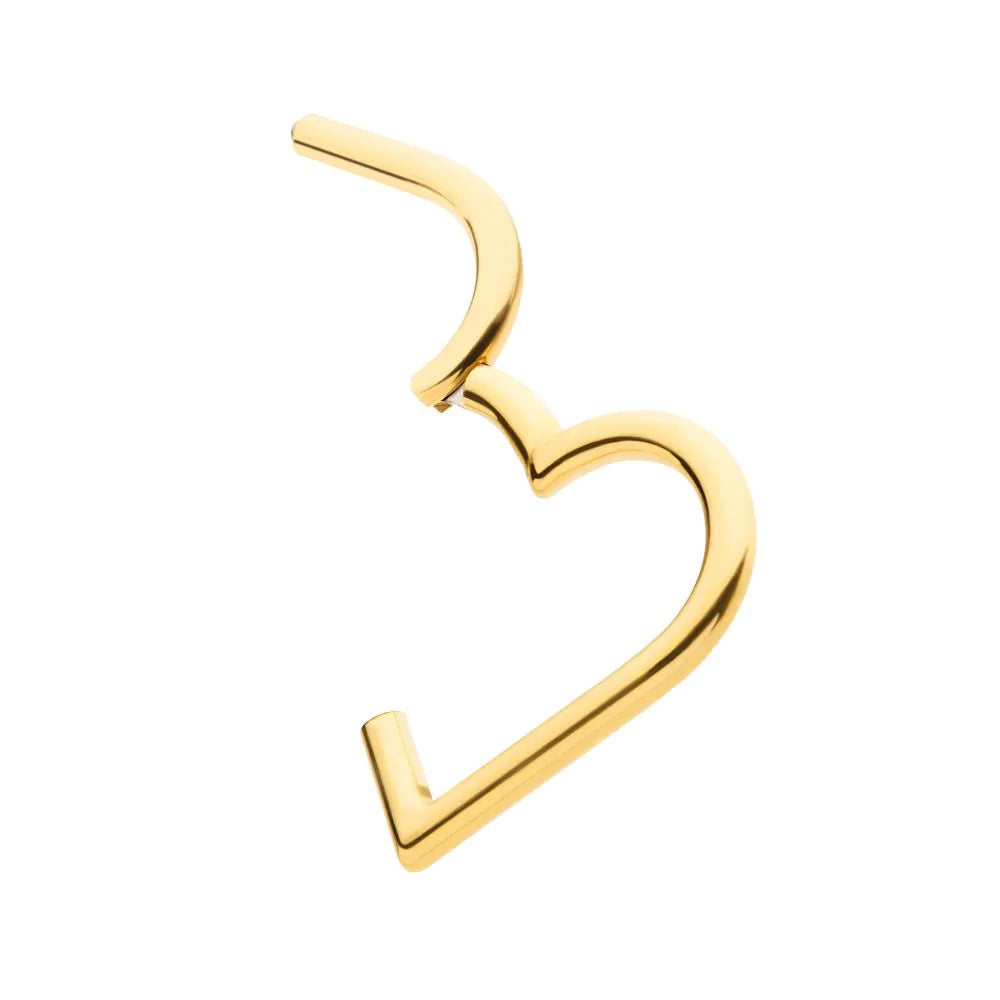 24Kt Gold PVD Titanium Heart Shape Hinged Segment Clicker