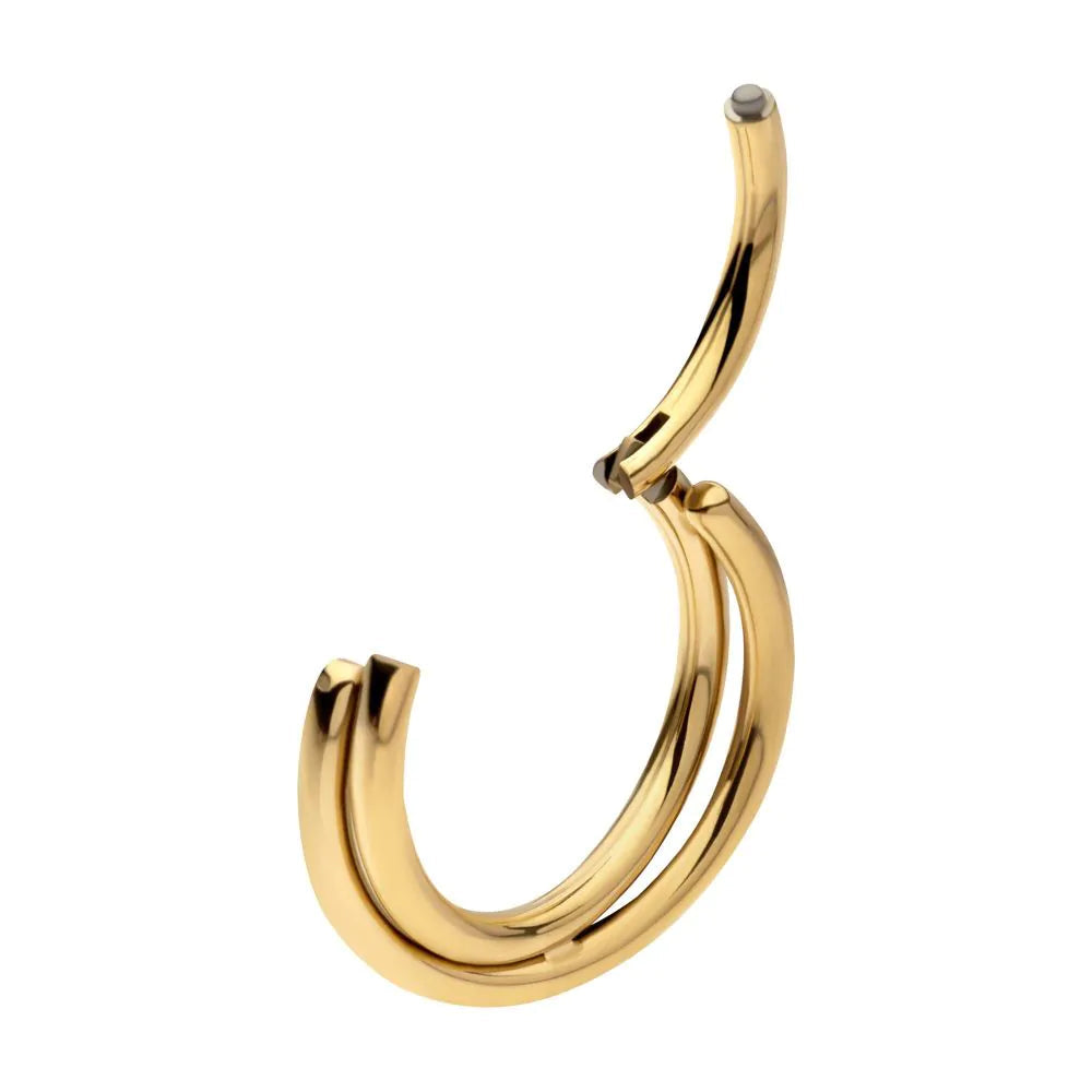 24Kt Gold PVD Titanium Double Hoop Hinged Segment Clicker