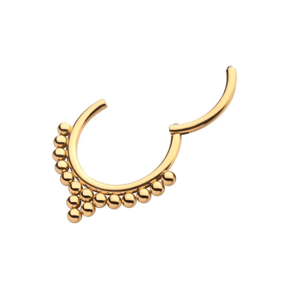 24KT Gold PVD Titanium Beaded Classic Clustered Front Facing Hinged Segment Clicker