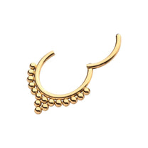 24KT Gold PVD Titanium Beaded Classic Clustered Front Facing Hinged Segment Clicker