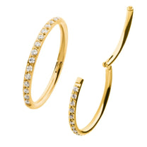 24KT Gold PVD Titanium CNC Set Clear Crystal Eternity Side Facing Hinged Segment Clicker