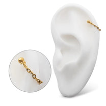 24Kt Gold PVD Titanium Dangle Chain on a One Side Threadless, One Side Fixed Bar with Ball ends