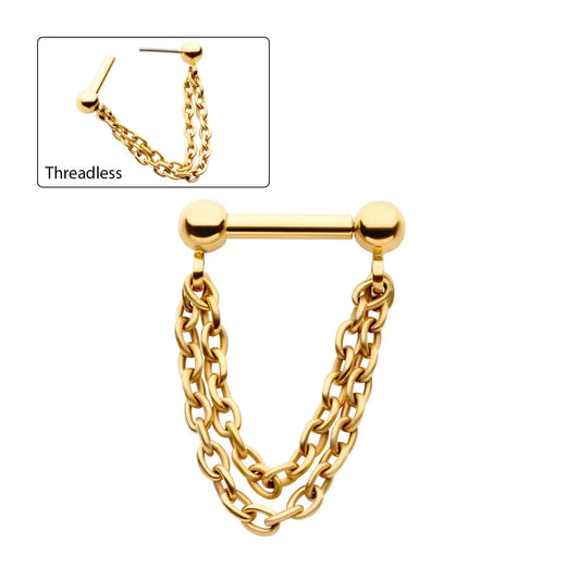 24K Gold Double Chain - one side fixed