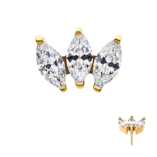 24Kt Gold Marquise 3-Cluster Top