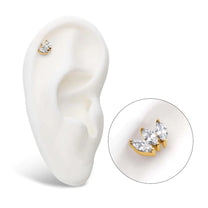 24Kt Gold PVD Titanium Threadless Marquise Cluster Top