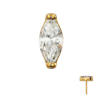 24Kt Gold PVD Titanium Threadless Marquise Crystal Top