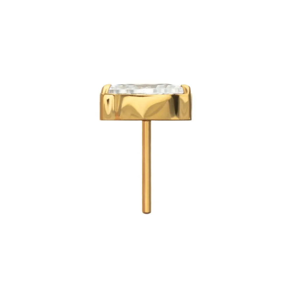 24Kt Gold PVD Titanium Threadless Marquise Crystal Top