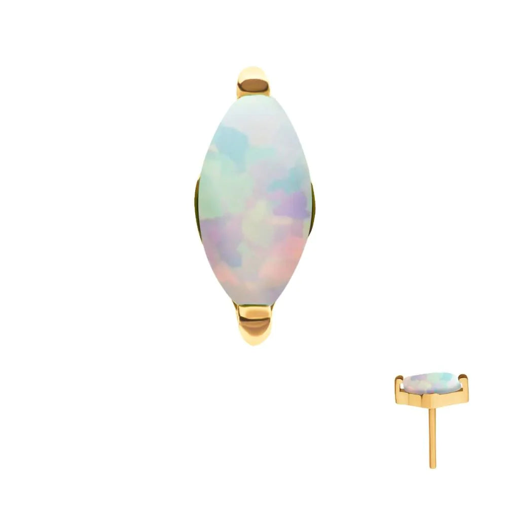 24Kt Gold PVD Titanium Threadless Marquise Opal Top