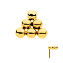 24Kt Gold PVD Titanium Threadless 6 Beads Pyramid Top