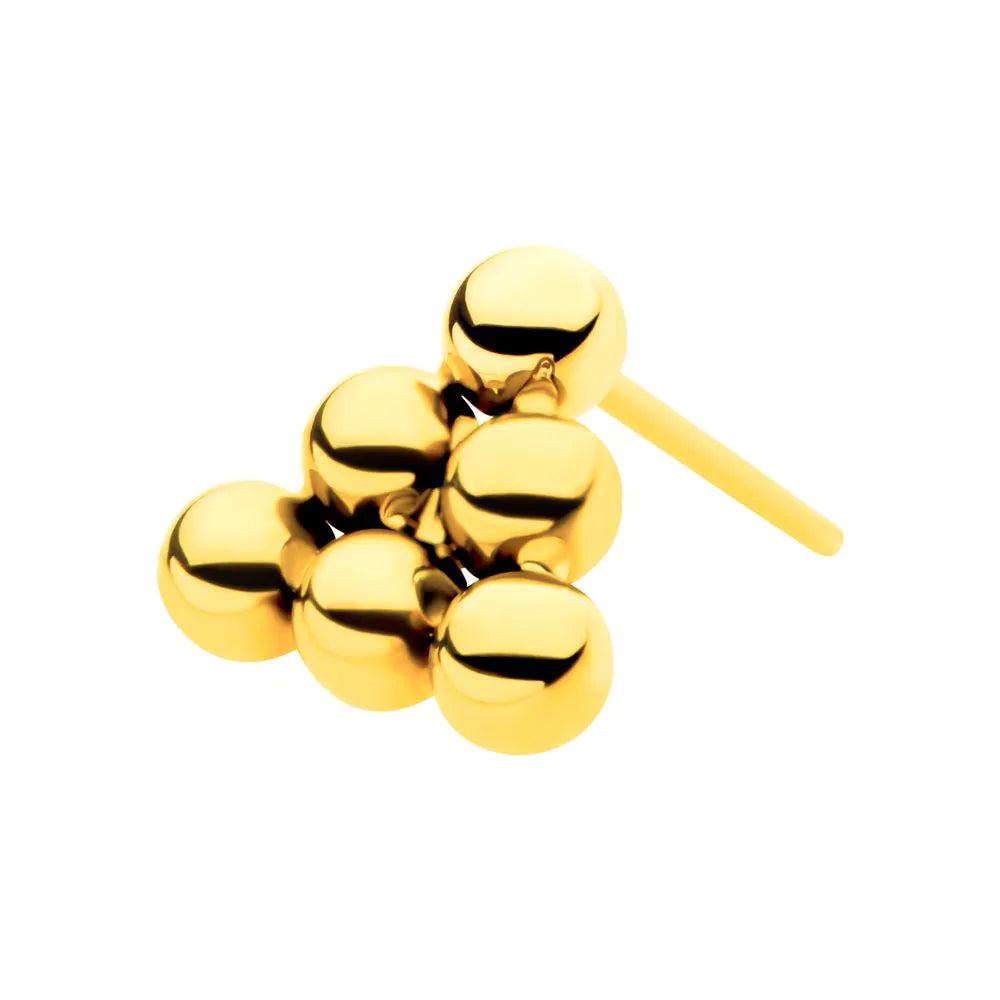 24Kt Gold PVD Titanium Threadless 6 Beads Pyramid Top