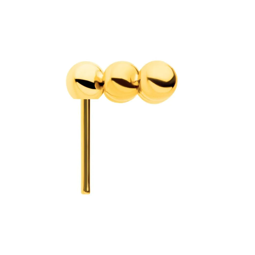 24Kt Gold PVD Titanium Threadless 6 Beads Pyramid Top