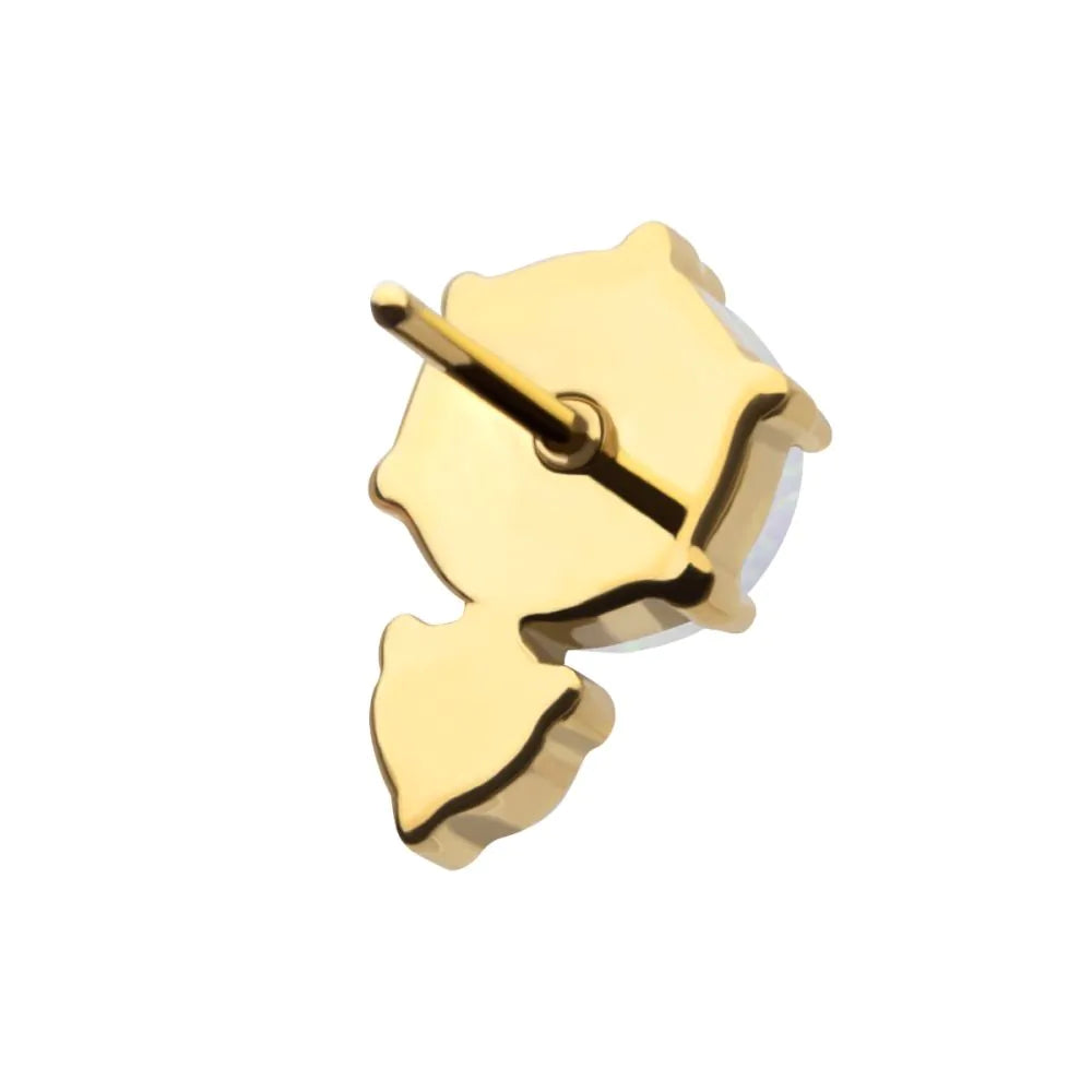 24Kt Gold PVD Threadless Double Round Gem and Opal Top