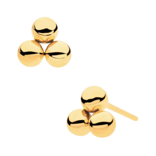 24Kt Gold PVD Titanium Threadless Trinity Ball Tops
