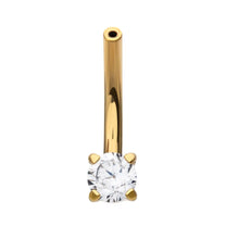 24Kt Gold PVD Titanium Threadless Crystal Fixed Bottom Curved Barbell