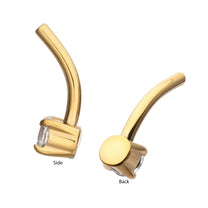 24Kt Gold PVD Titanium Threadless Crystal Fixed Bottom Curved Barbell