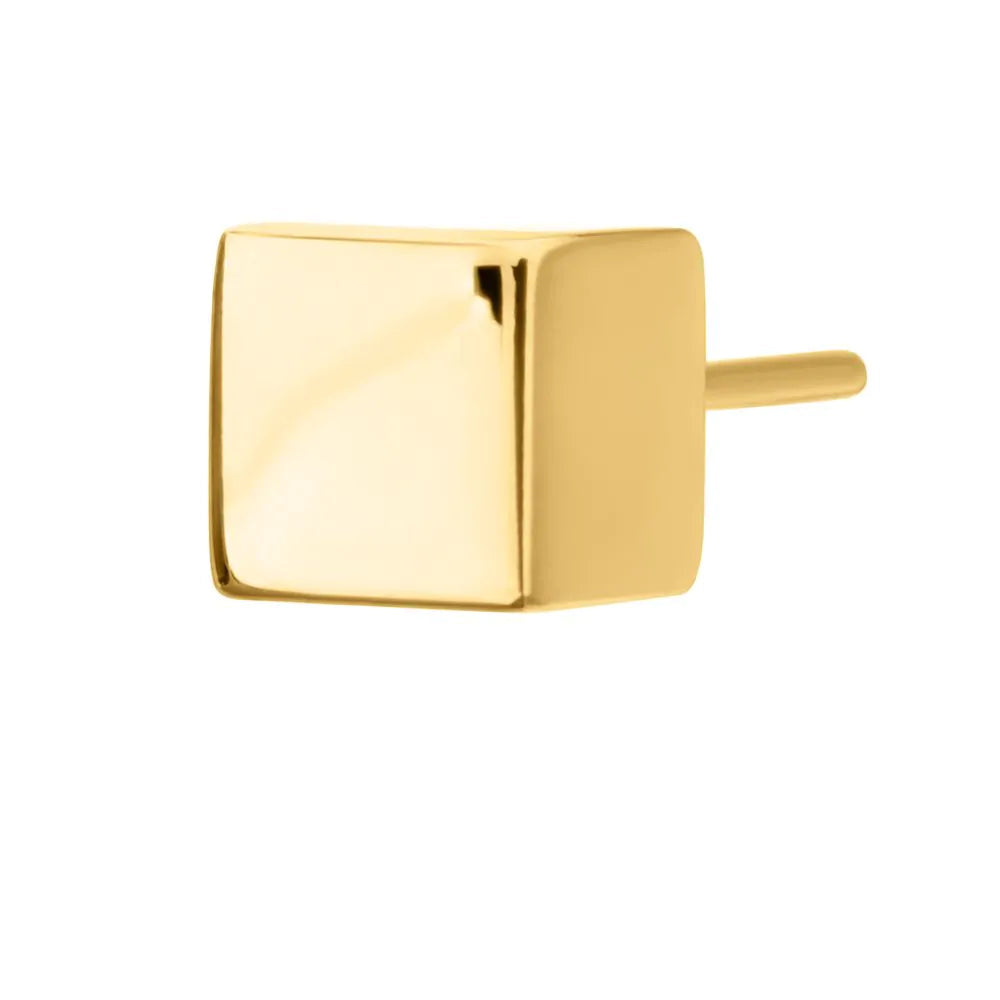 24Kt Gold PVD Titanium Threadless 3D Cube Top